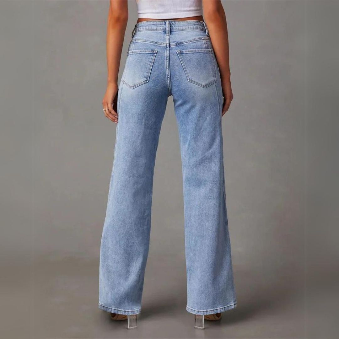 Damen - hose mit hoher Taille und geradem Schnitt