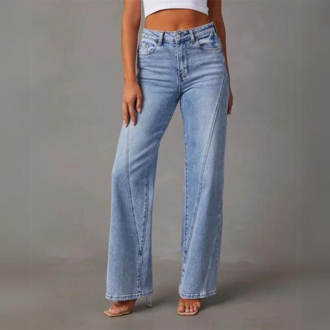 Damen - hose mit hoher Taille und geradem Schnitt