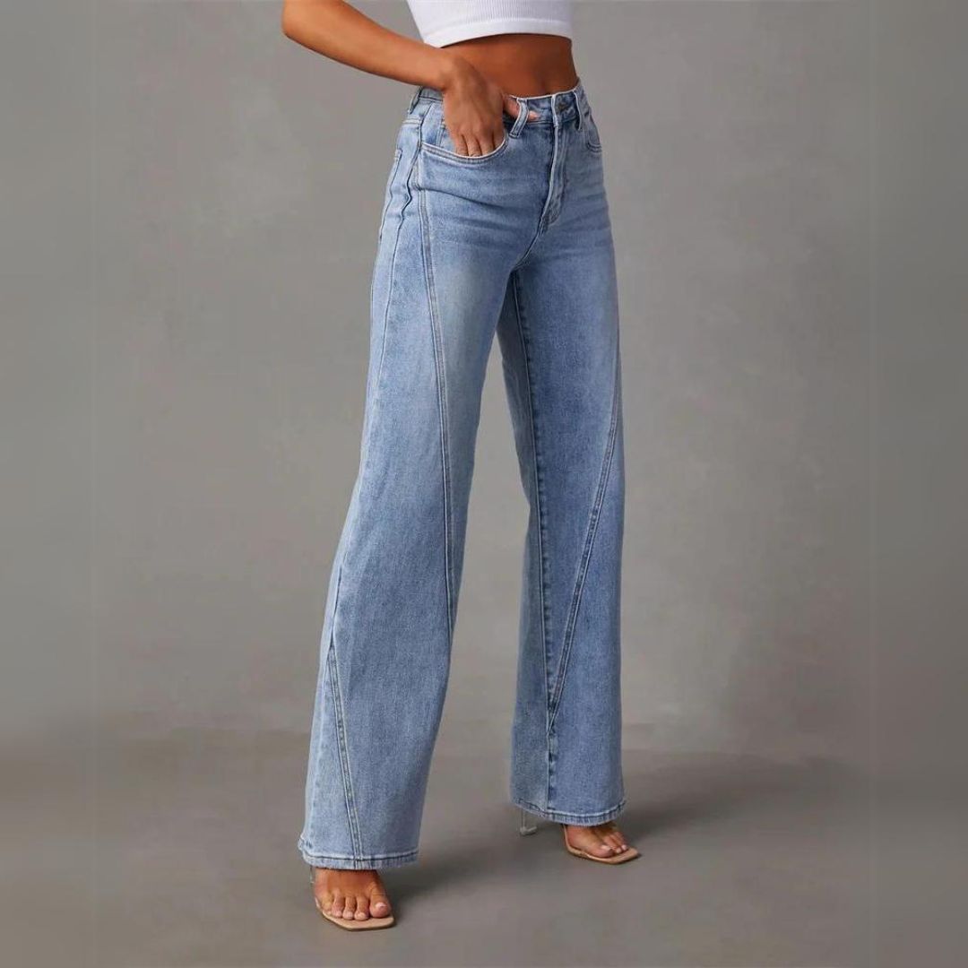 Damen - hose mit hoher Taille und geradem Schnitt