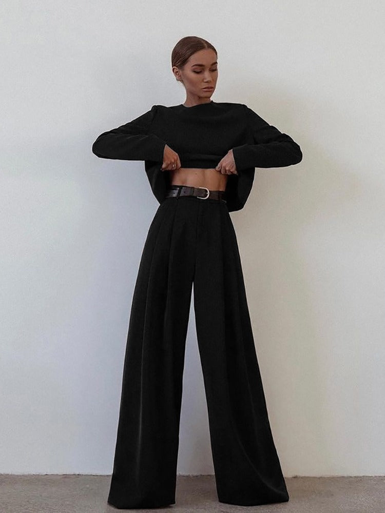 Set für Damen: Langarmbluse und Weite Hose