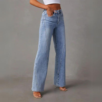 Damen - hose mit hoher Taille und geradem Schnitt