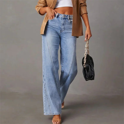 Damen - hose mit hoher Taille und geradem Schnitt